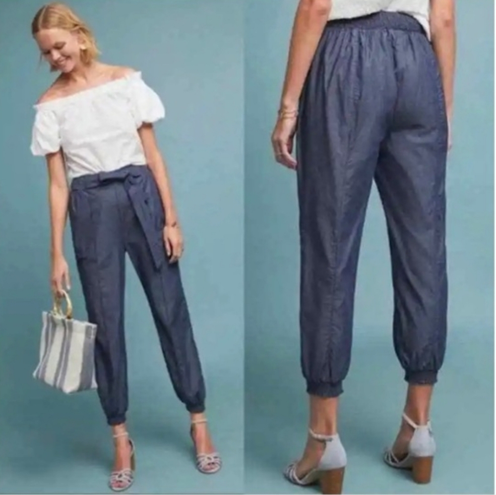 Anthropologie Globetrotter Joggers - Blue Denim Sz: S